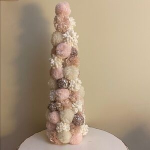Christmas Elegant Pom-Pom Cone Tree - Pink and Cream